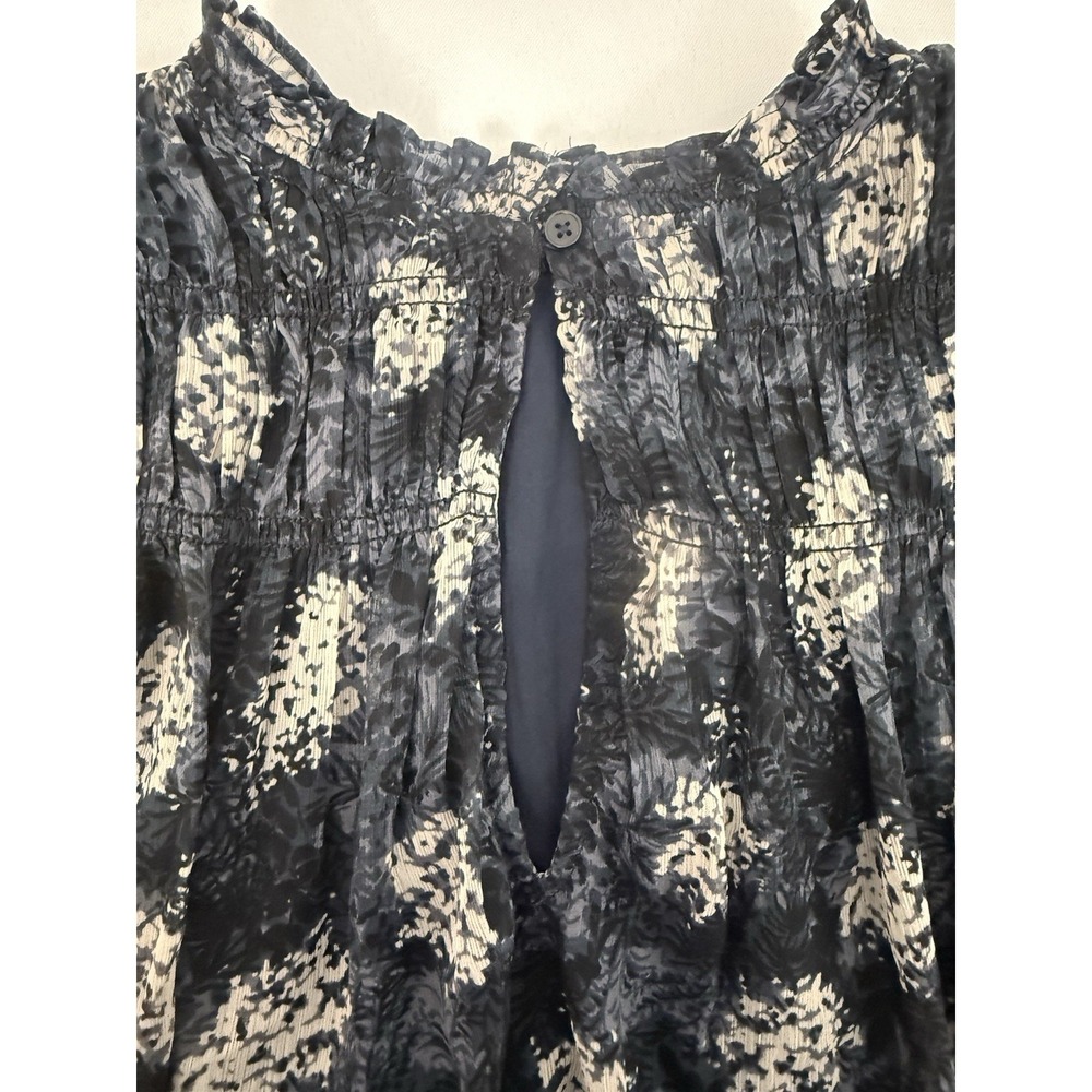 Joie Baltic Print Navy FLoral Chiffon Sleeveless Sheer Mini Dress Womens Size S - Picture 10 of 10